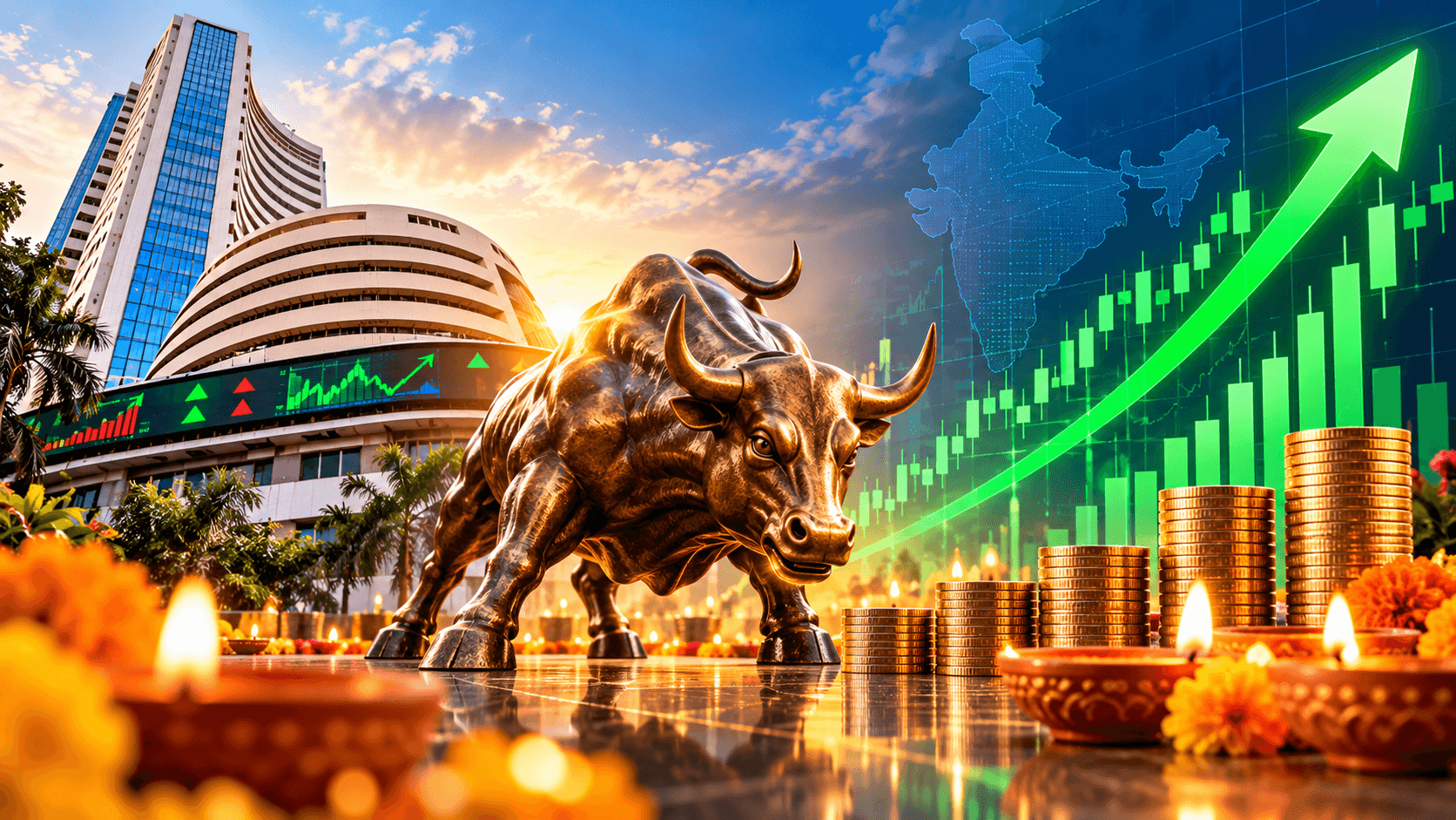 Closing Bell: બજારમાં દિવાળીની રોનક, બે દિવસમાં સેન્સેક્સ 1,200 પોઇન્ટ વધ્યો